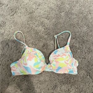 Victoria's Secret Pink and Yellow swim top with padding